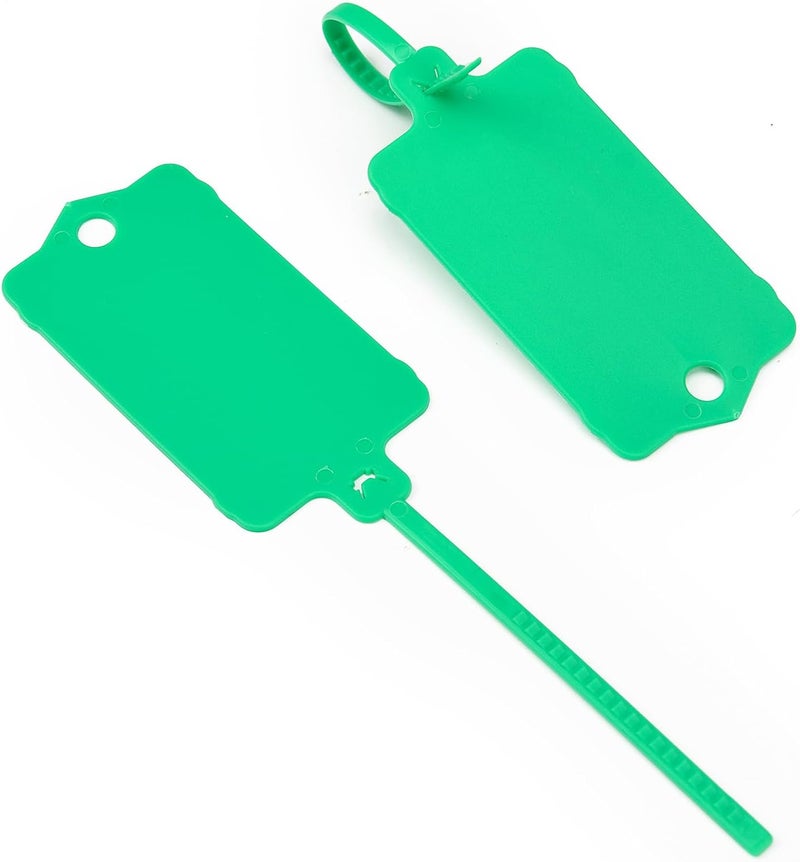 LeadSeals 100pcs Blank Plastic Tags for Labeling Reusable Hanging Tags Ties Key Tag Storage Labels Waterproof Plastic Mark Label Writable Hang Sign with One Marker Pen (Green) - Image 5